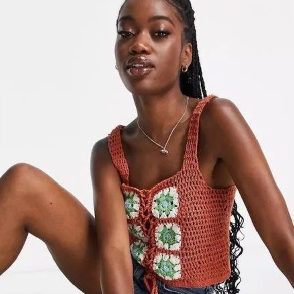 ASOS Tops - NWT ASOS Design Crochet lace up tank